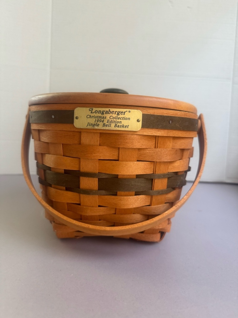 Longaberger 1994 Jingle Bell Basket with Handle and Lid